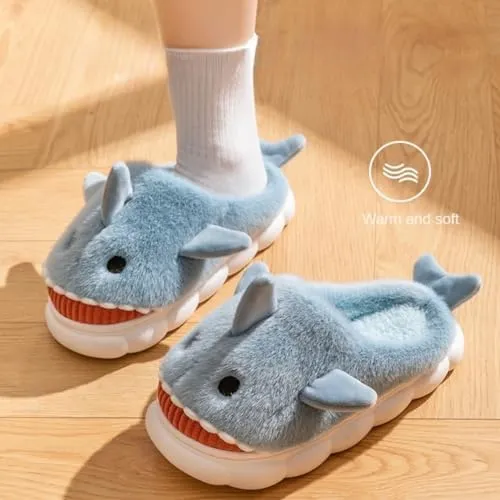Soft Shark Plush Slippers House Slippers Indoor Outdoor Closed Back Slipper for Women and Men