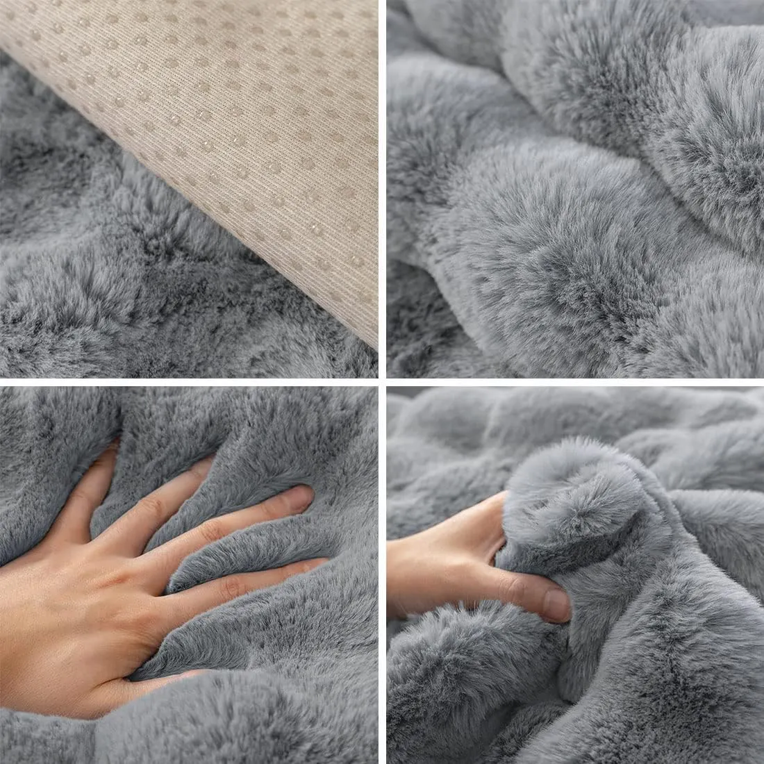 Soft Warm Faux Fur Couch Sofa Cover Thick Shaggy Fuzzy Sectional Couch Cover Non-Slip Solid Color Plush Sofa Slipcover Furniture Protector for Kids, Pets (Dark Grey,43"x94")