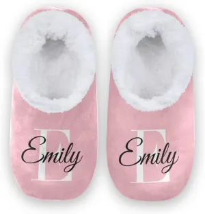 Solid Color Personalized House Slippers for Women Custom Women's Fuzzy Slippers for Indoor Outdoor Slippers Warm Plush Soft Slippers Casual House Shoes for Men