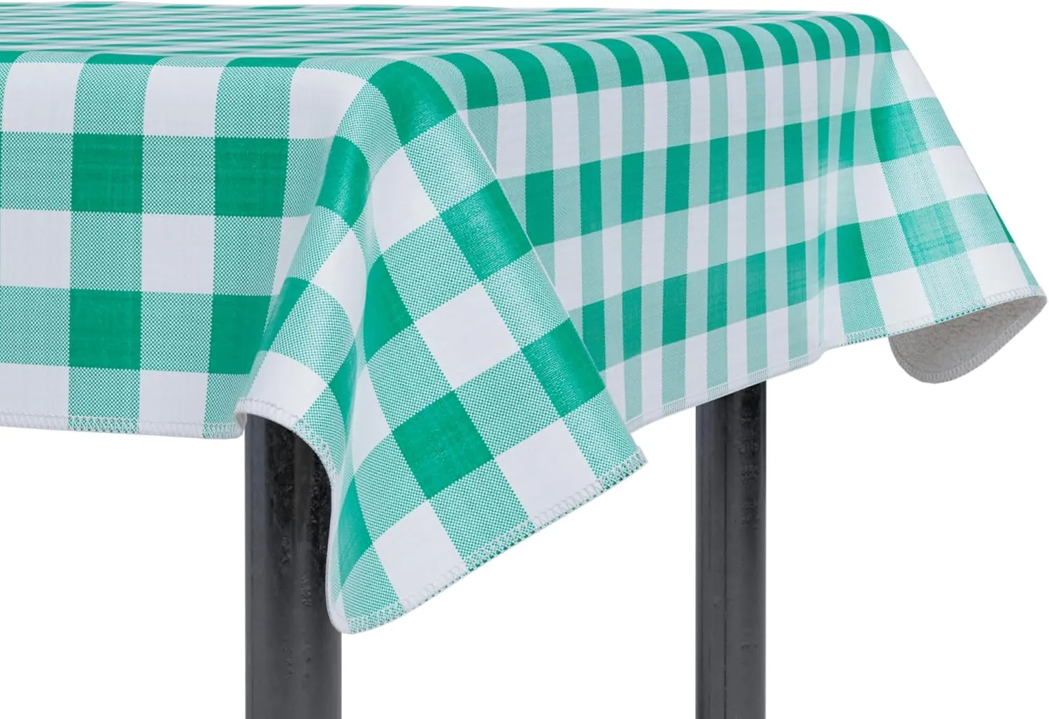 Sorfey Tablecloth - Vinyl with Flannel Back, 60"x84" Rectangle, Water Proof, Easy to Clean, Checked Green Design