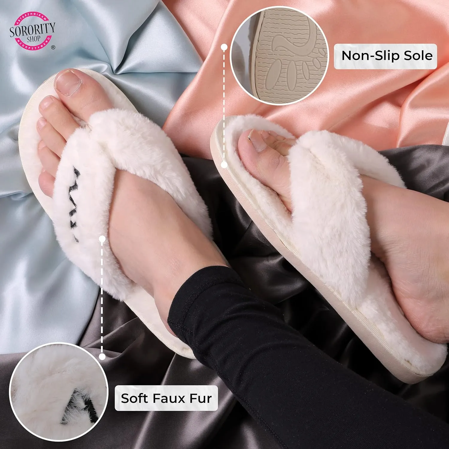 Sorority Shop Delta Phi Epsilon Fuzzy Slippers Women