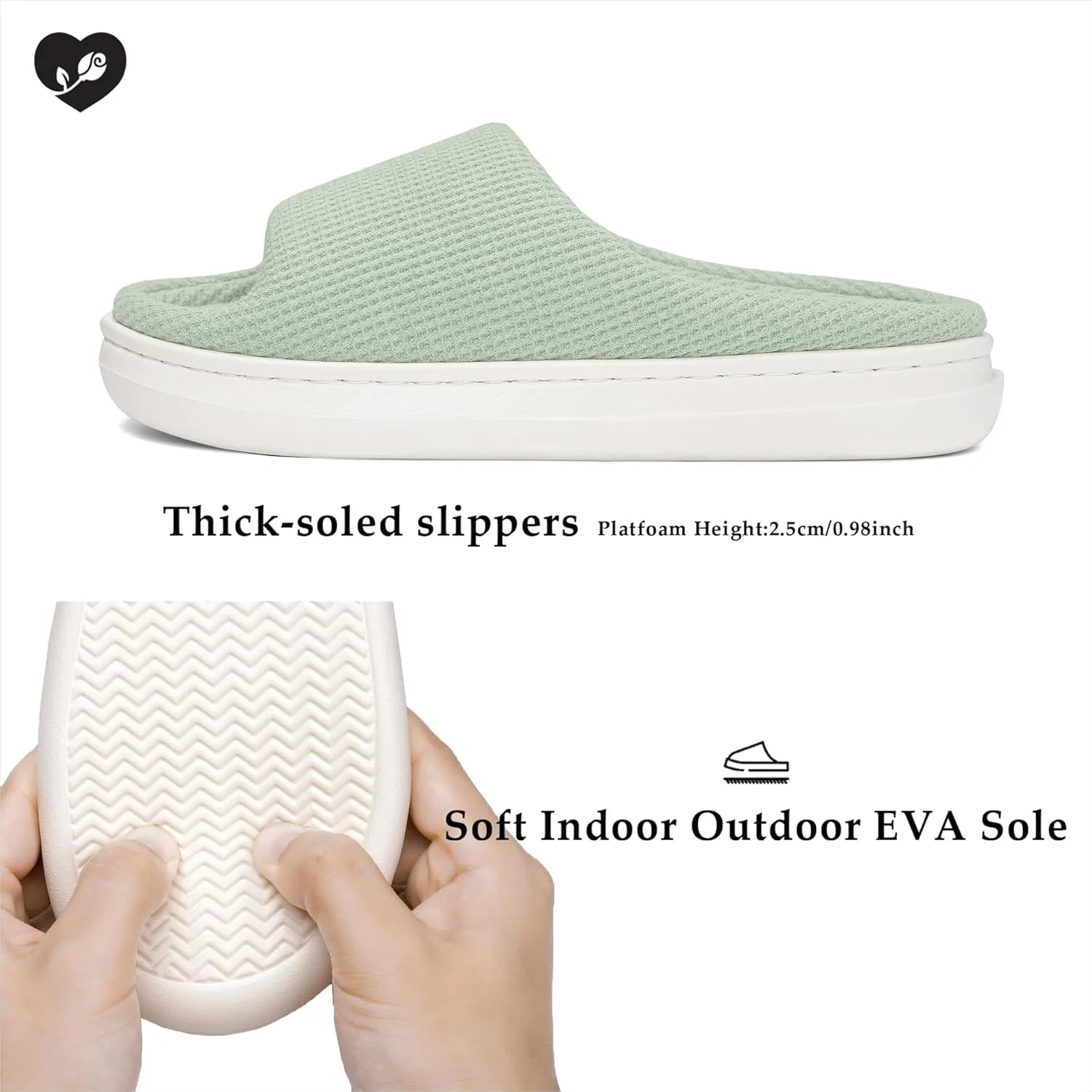 SOULROSE Summer House Memory Foam Slippers Comfy Spa Bedroom Slides Women Cloud Lightweight Waffle Cozy Open Toe Indoor Outdoor Platform Shoes