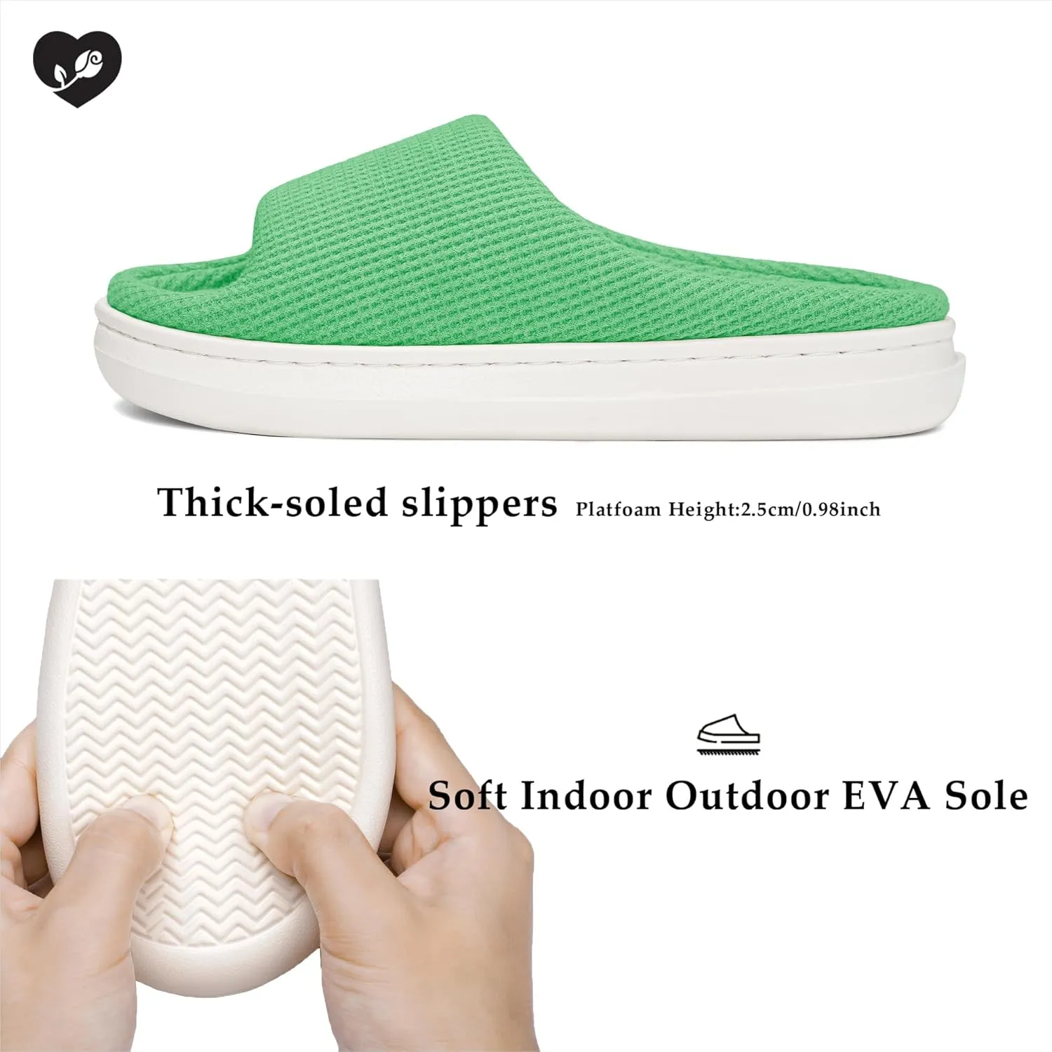 SOULROSE Summer House Memory Foam Slippers Comfy Spa Bedroom Slides Women Cloud Lightweight Waffle Cozy Open Toe Indoor Outdoor Platform Shoes