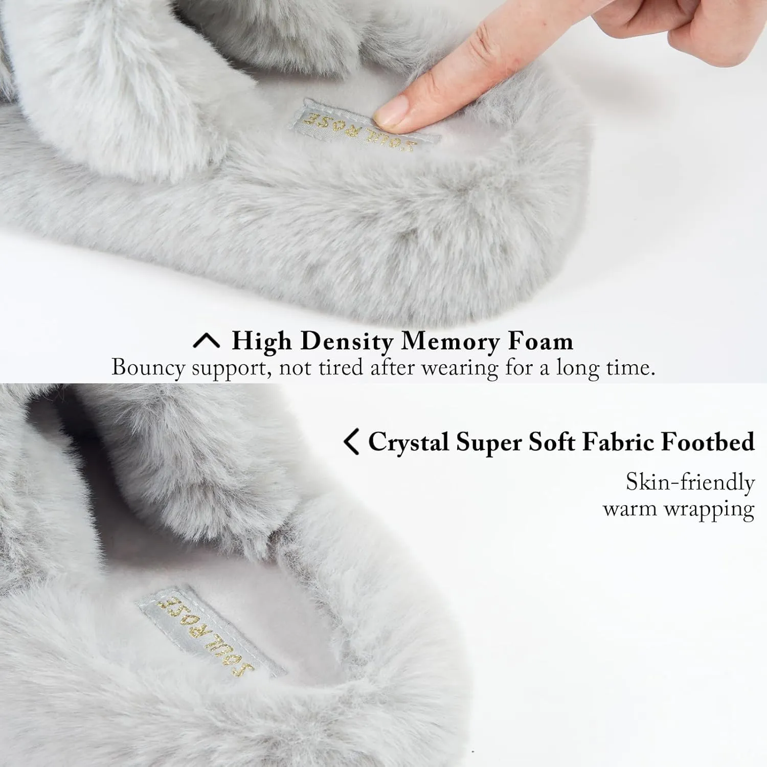 SOULROSE Women's Slippers Open Toe Memory Foam House Slippers for Women Fuzzy Furry Comfy Faux Fur Bedroom Platform Indoor Outdoor Slide Shoes with Anti-Slip Sole Womens Gift Slippers
