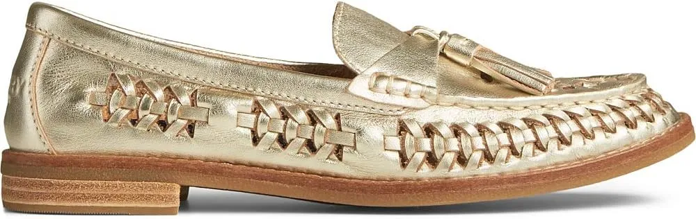 Sperry Seaport Penny PlushWave Woven Leather Platinum 8 M (B)