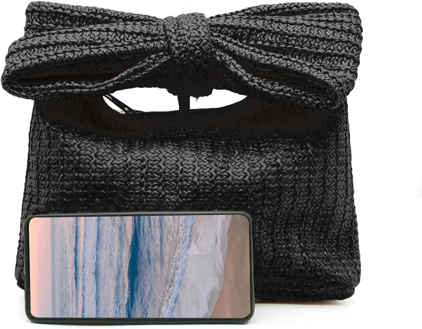 Straw Clutch Purses for Women Summer Woven Beach Purse Raffia Handbag Vacation Tote