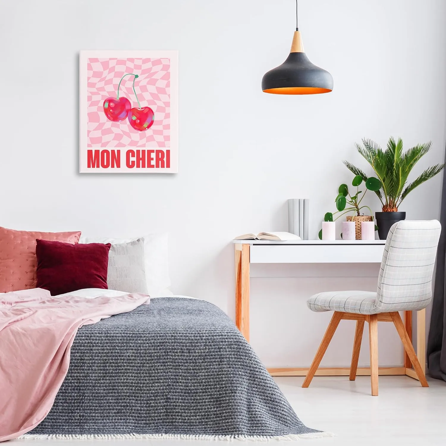 Stupell Industries Mon Cheri on Checkered Canvas Wall Art Design by House of Lulu, 24 x 30