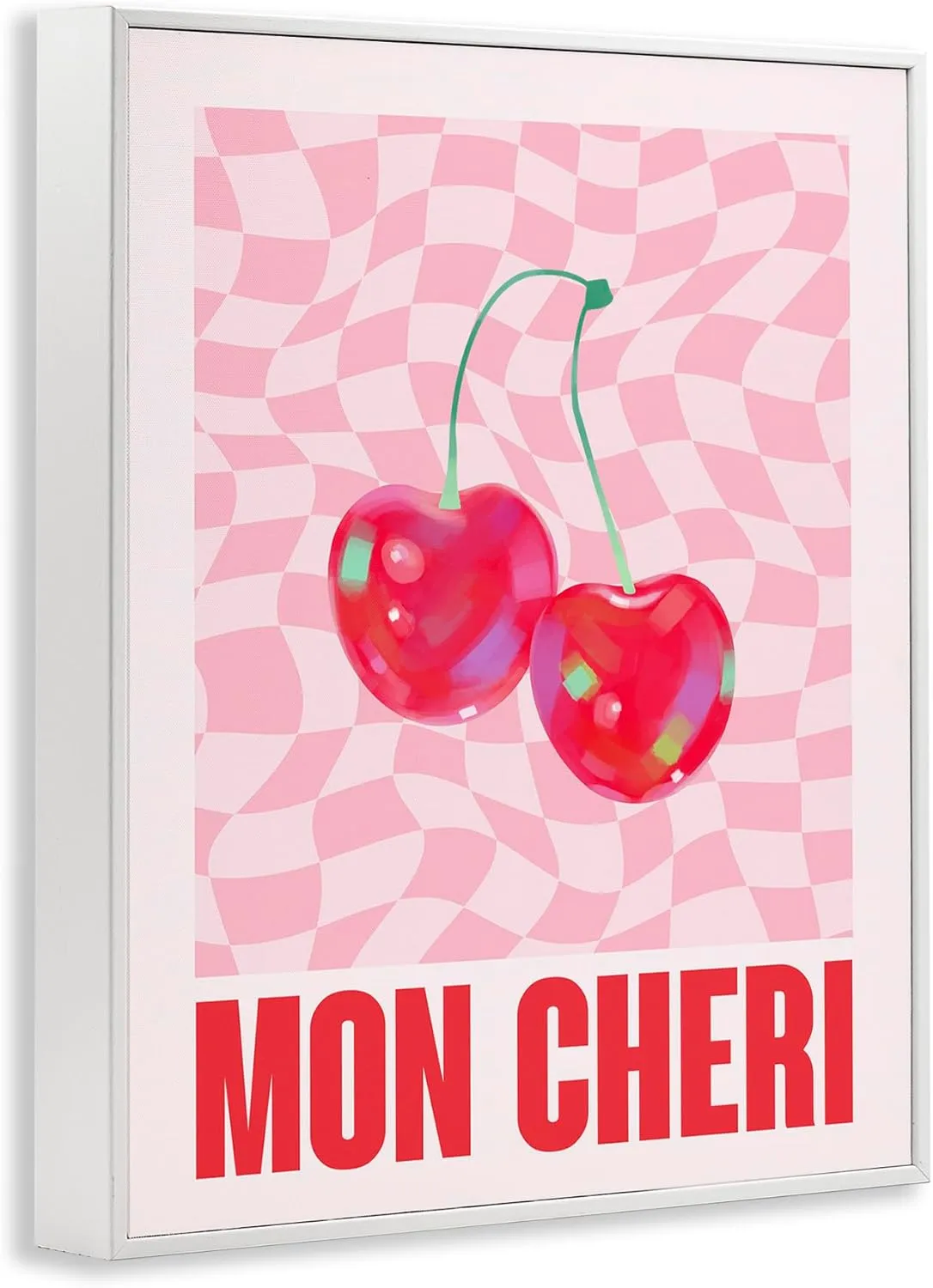 Stupell Industries Mon Cheri on Checkered White Framed Giclee Wall Art Design by House of Lulu, 11 x 14