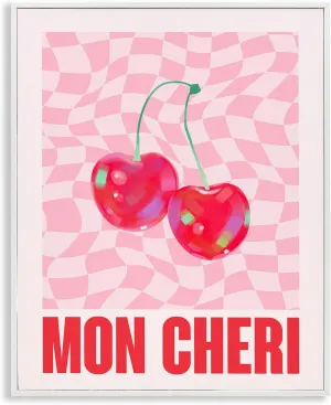 Stupell Industries Mon Cheri on Checkered White Framed Giclee Wall Art Design by House of Lulu, 11 x 14