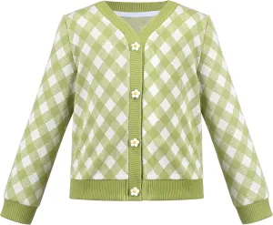 Sunny Fashion Girls Cardigan Button Up Sweater Long Sleeve Warm Casual Knit Jacket