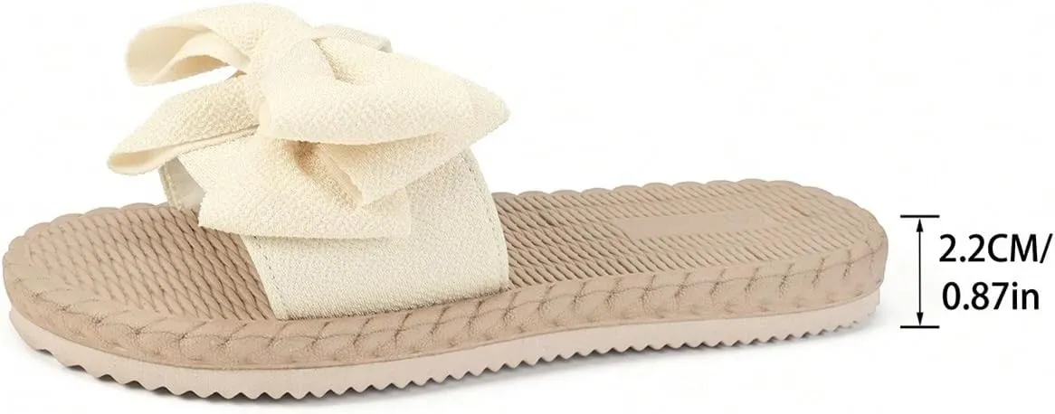 SweatyRocks Women's Bow Knot Flat Sandals Open Toe Summer Casual Slide Shoes