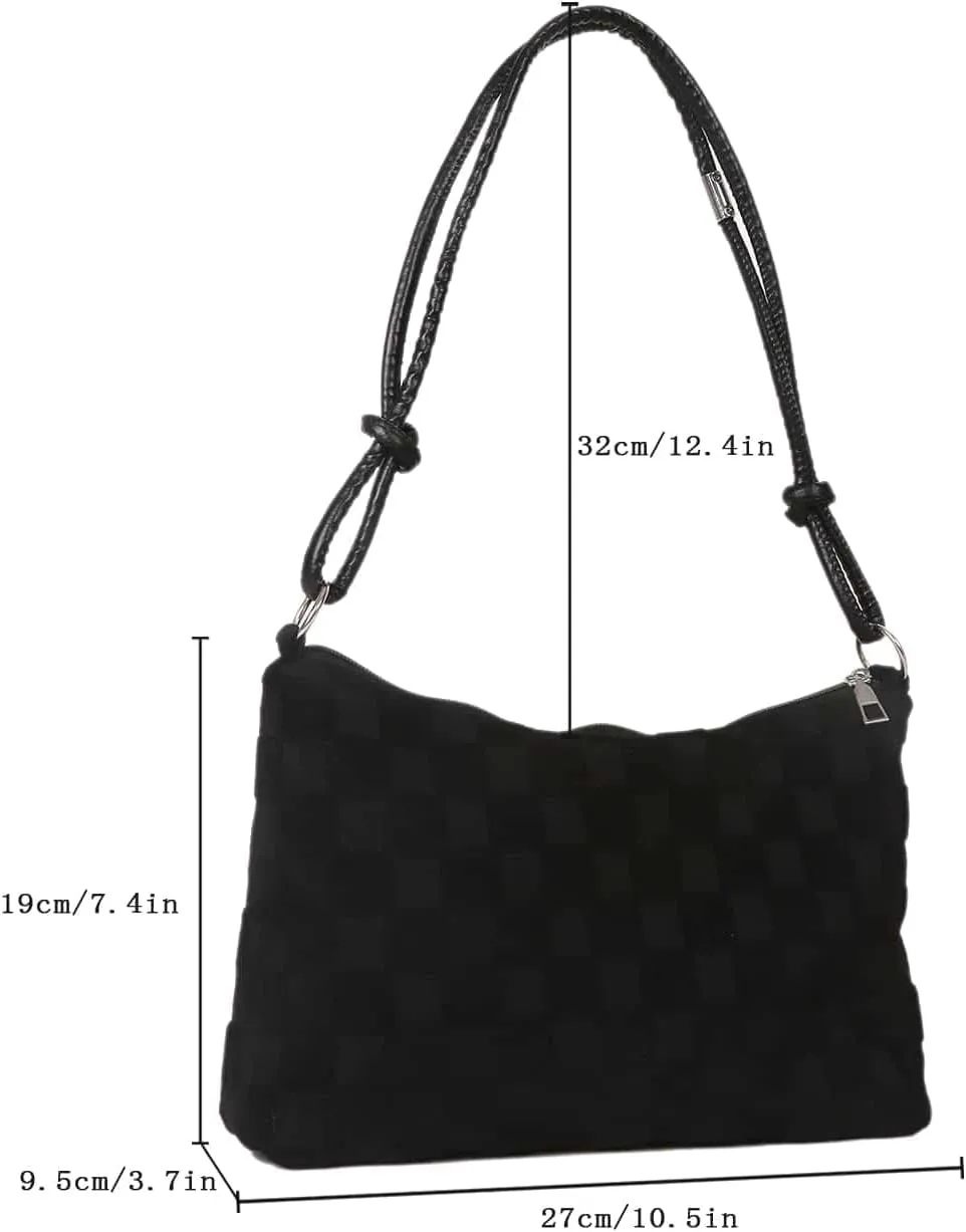 SweatyRocks Women's Hobo Purse Checkered Zip Up Shoulder Bag Casual Handbag