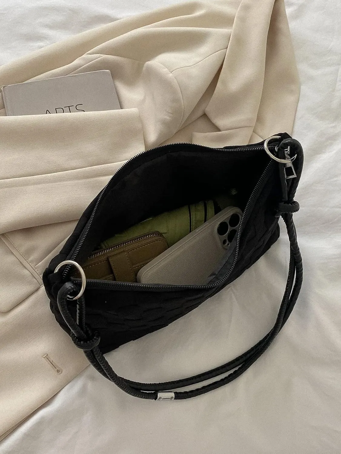 SweatyRocks Women's Hobo Purse Checkered Zip Up Shoulder Bag Casual Handbag