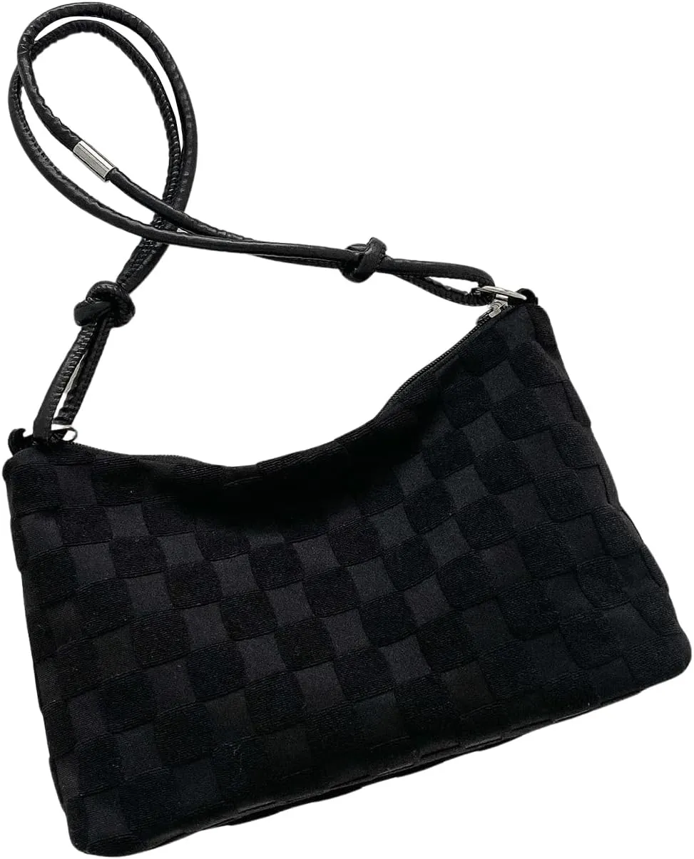 SweatyRocks Women's Hobo Purse Checkered Zip Up Shoulder Bag Casual Handbag