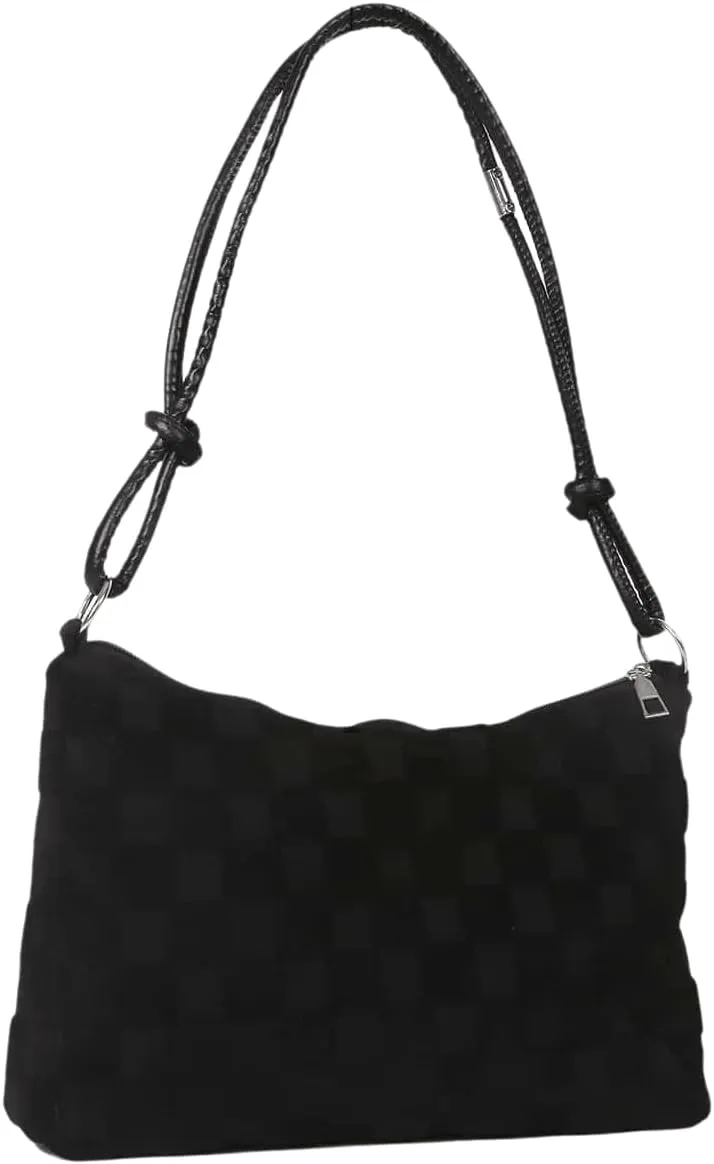 SweatyRocks Women's Hobo Purse Checkered Zip Up Shoulder Bag Casual Handbag
