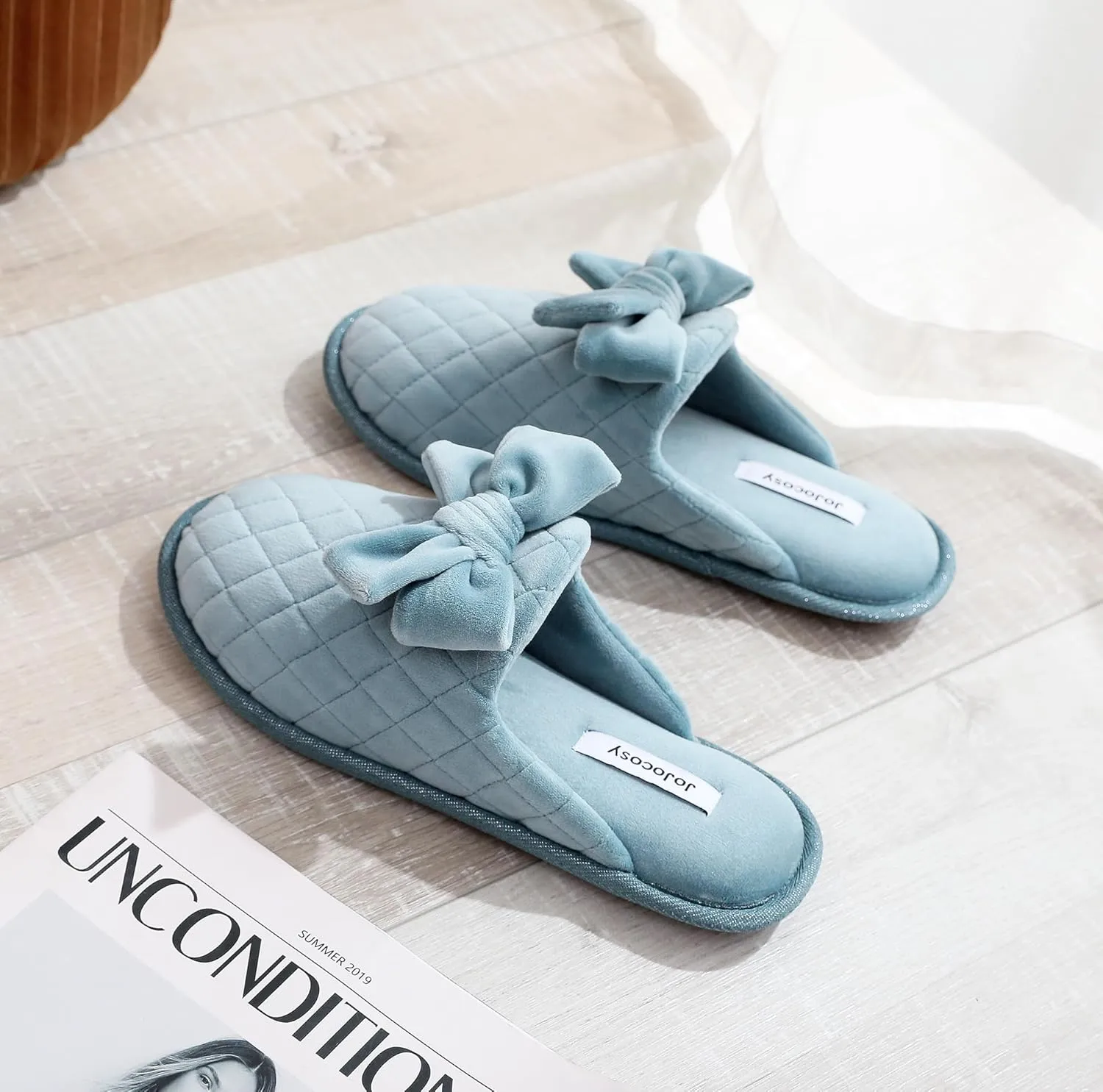 Sweet Bowknot Comfort Lady’s Closed-toe Memory Foam Slippers