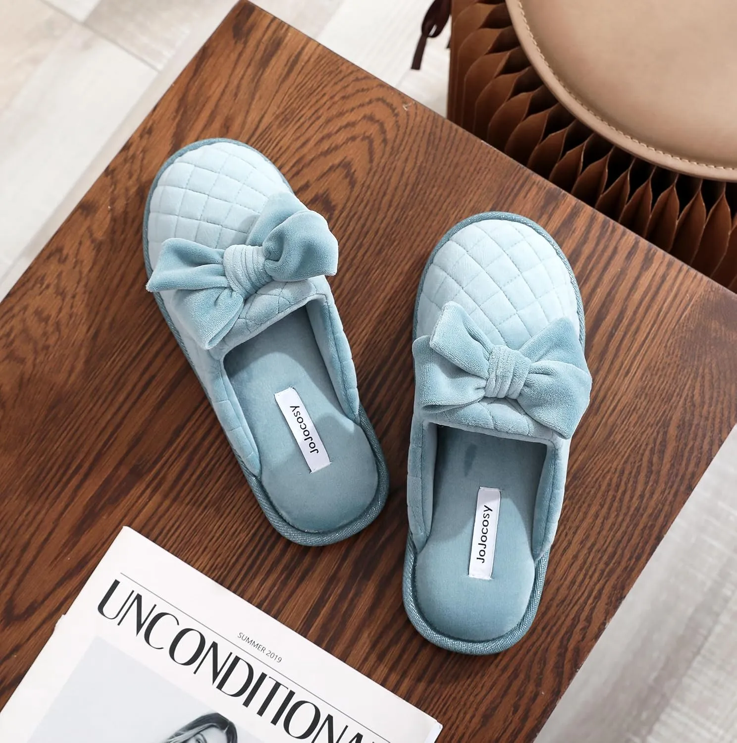 Sweet Bowknot Comfort Lady’s Closed-toe Memory Foam Slippers