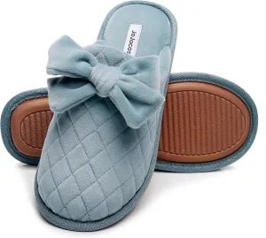 Sweet Bowknot Comfort Lady’s Closed-toe Memory Foam Slippers