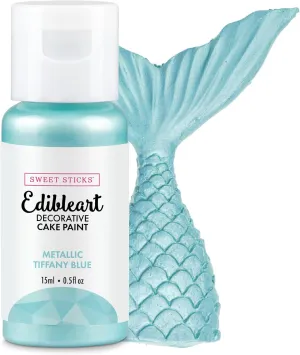 Sweet Sticks Edible Art Decorative Cake Paint 0.5 Ounce (15 Milliliters), Metallic Tiffany Blue