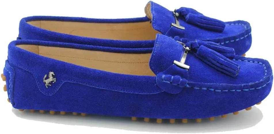TDA Womens Casual Comfort Slip-on Metal Button Tassel Suede Leather Driving Walking Trail Running Loafers Boat Shoes Multi Colored
