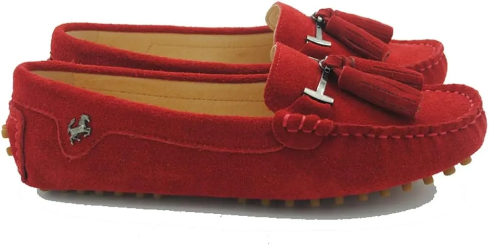 TDA Womens Casual Comfort Slip-on Metal Button Tassel Suede Leather Driving Walking Trail Running Loafers Boat Shoes Multi Colored