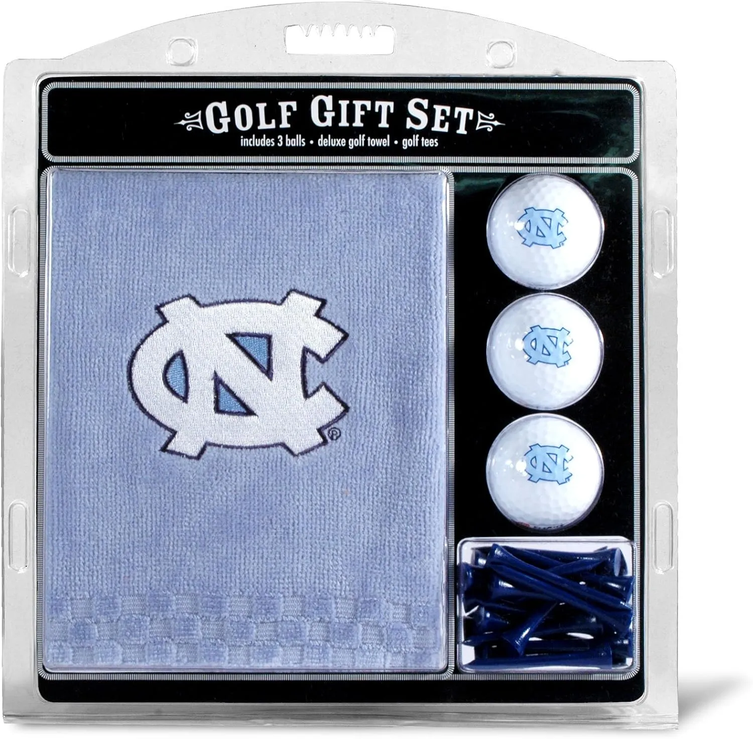 Team Golf NCAA Gift Set Embroidered Golf Towel, 3 Golf Balls, and 14 Golf Tees 2-3/4" Regulation, Tri-Fold Towel 16" x 22" & 100% Cotton