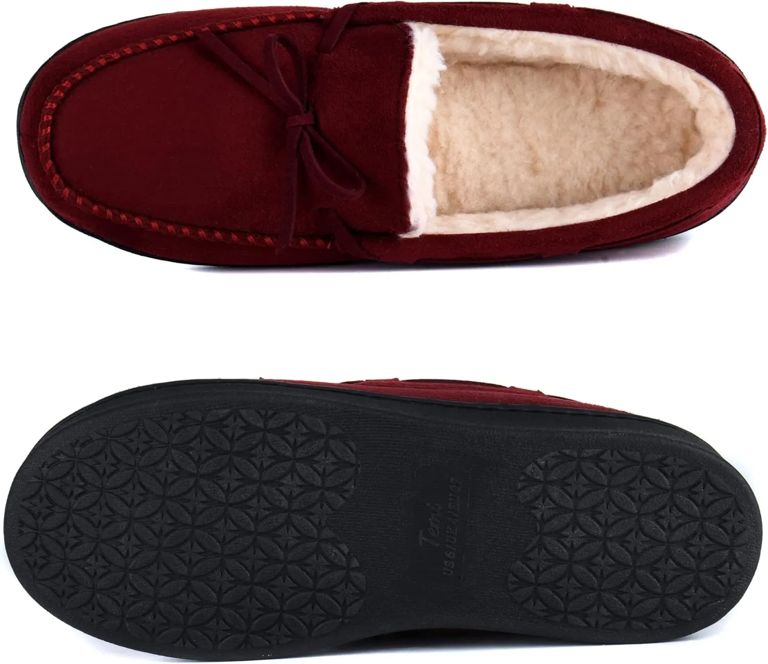 Temi Womens Moccasin House Slippers,Suede Memory Foam Warm Winter Cozy Bedroom Slippers for Women,Fuzzy Fur Soft Ladies Non-slip Indoor Houseshoes