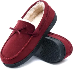 Temi Womens Moccasin House Slippers,Suede Memory Foam Warm Winter Cozy Bedroom Slippers for Women,Fuzzy Fur Soft Ladies Non-slip Indoor Houseshoes