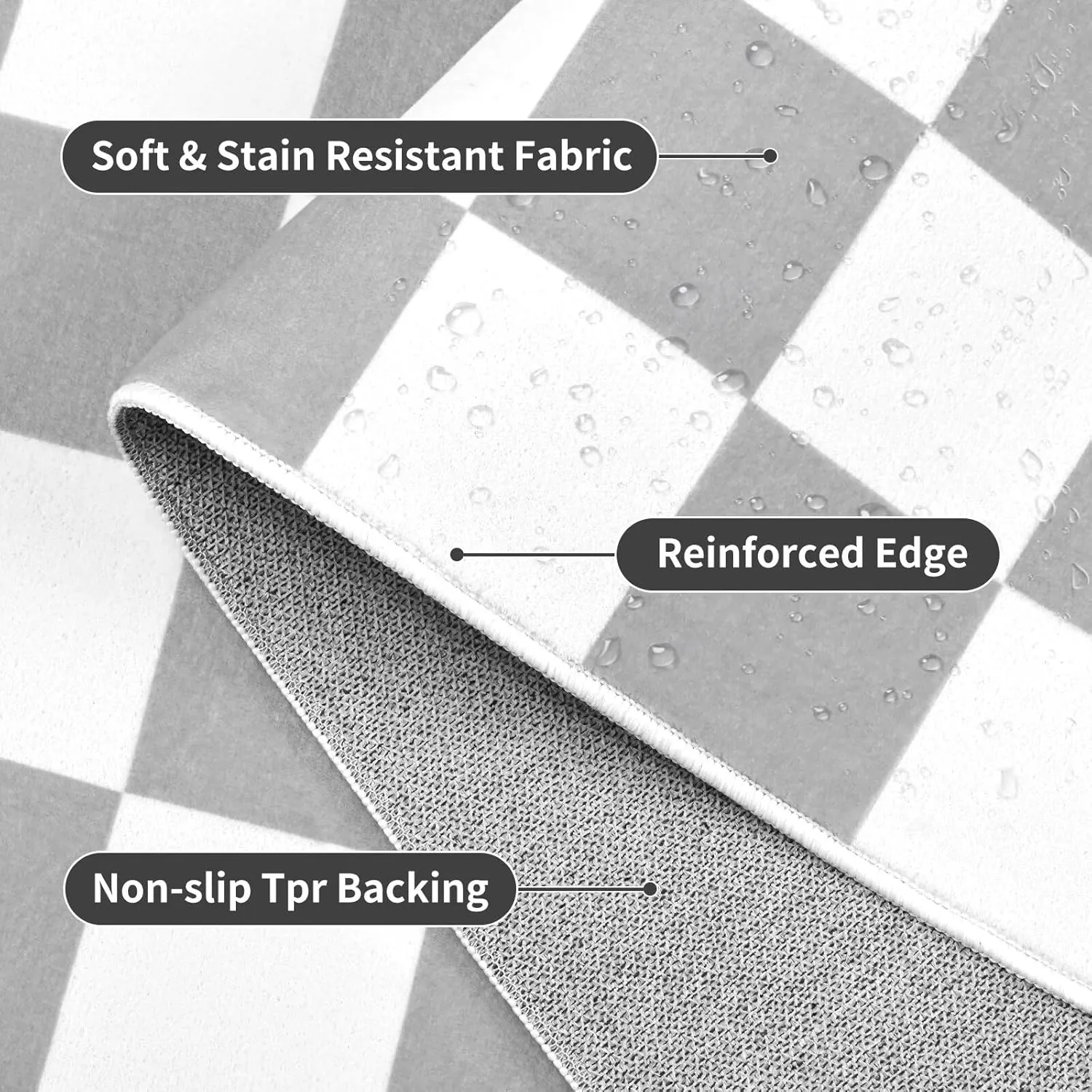Terrug Grey and White Checkered Rug for Living Room Bedroom, 4x6 Soft Washable Area Rug with Non Slip, Low Pile Stain Resistance Carpet for Kids Room Entryway Kitchen Dorm