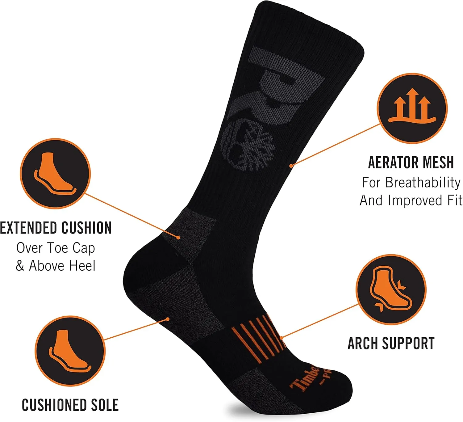 Timberland PRO Men's 6-Pack Crew Socks
