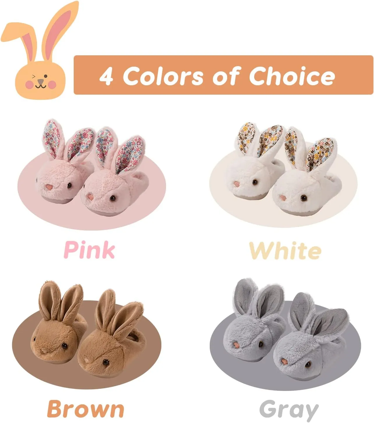 Toddler Bunny Slippers for Girls Boys Warm Plush Cute Rabbit Slippers Cozy House Slippers Indoor Outdoor for Kids Children