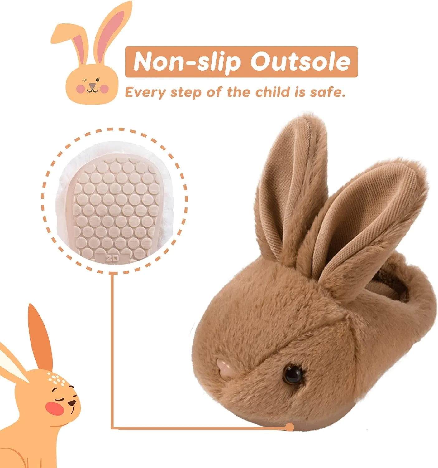 Toddler Bunny Slippers for Girls Boys Warm Plush Cute Rabbit Slippers Cozy House Slippers Indoor Outdoor for Kids Children