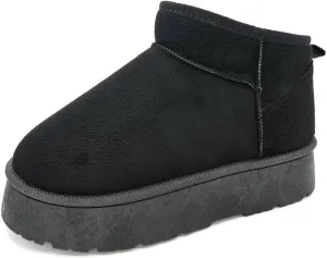 TruFox Womens Platform Mini Boots Classic Faux Fur Lined Slip On Ankle Booties
