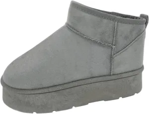 TruFox Womens Platform Mini Boots Classic Faux Fur Lined Slip On Ankle Booties