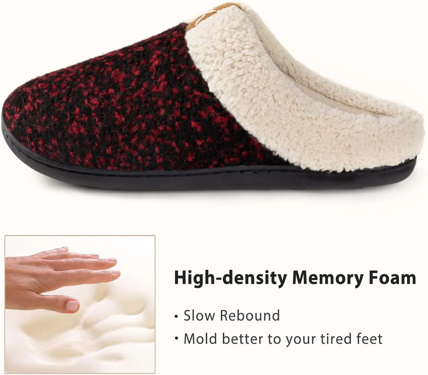 ULTRAIDEAS Women's Indoor Bedroom Slipper with Memory Foam, Gift for Women, Wool-Like House Shoe with Anti-Skid Rubber Sole for Ladies