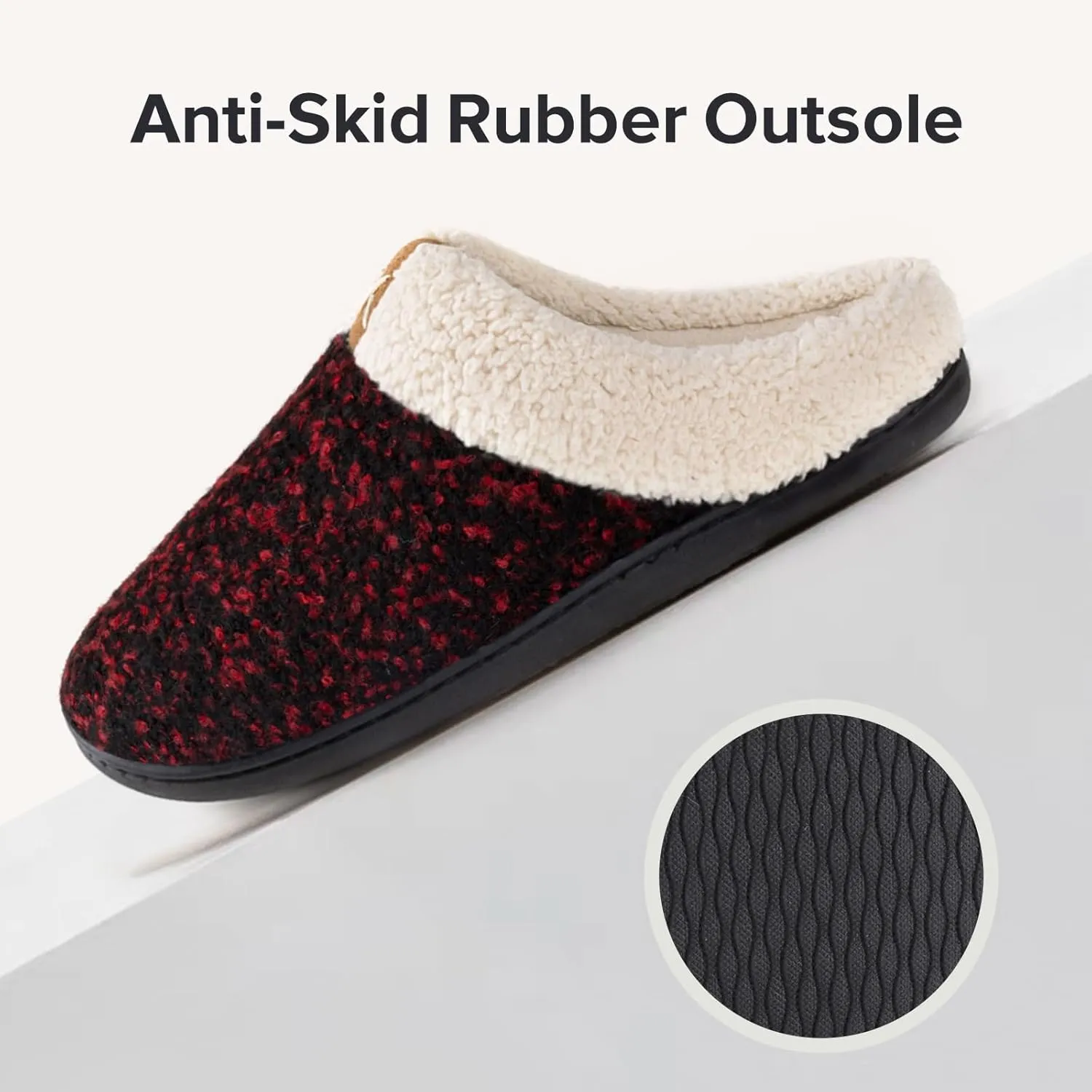 ULTRAIDEAS Women's Indoor Bedroom Slipper with Memory Foam, Gift for Women, Wool-Like House Shoe with Anti-Skid Rubber Sole for Ladies
