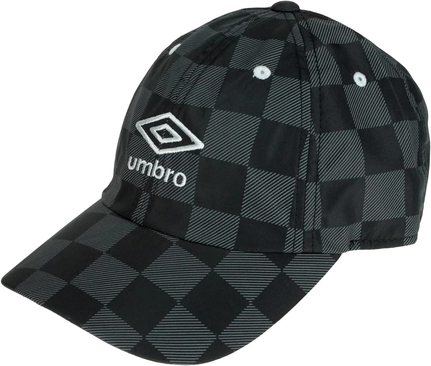 Umbro Men's Adjustable Checkered Dad Cap, Black/White, One Size Fits Most