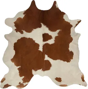 URBAN BUCK Brown & White Cowhide Area Rug Natural Premium Quality Cow Skin Hair On Leather Rug for Bedroom Décor 6ft x 7ft (72Inch x 84Inch, 182.88CM x 213.36CM)