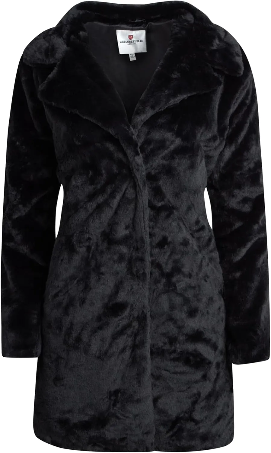 URBAN REPUBLIC Women's Faux Fur Long Coat - Elegant Lapel Collared Long Winter Coat - Stylish Outdoor Coats for Women (S-XL)