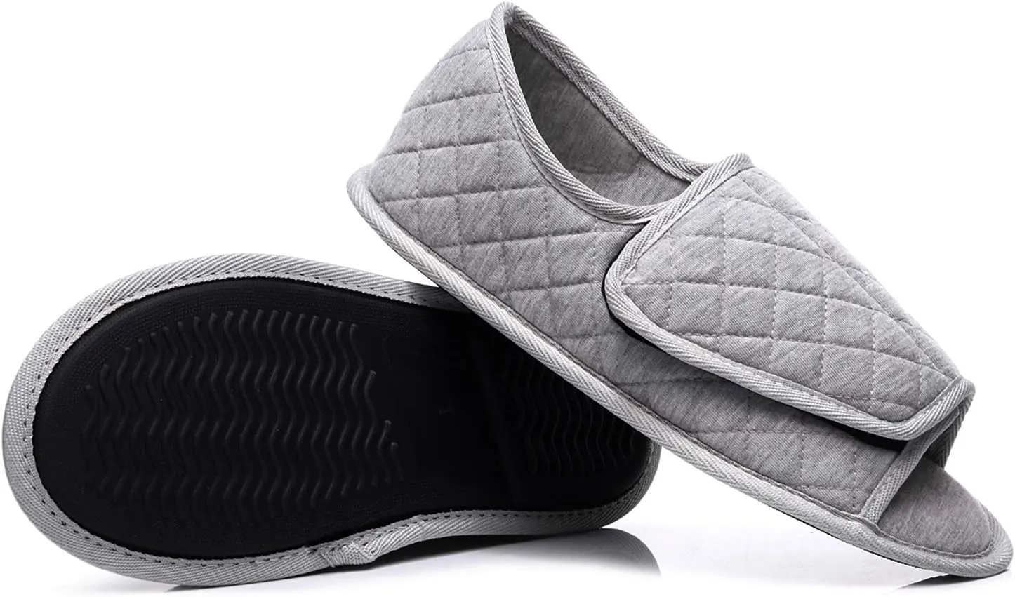 Urbancolor Women Adjustable Indoor Slippers Memory Foam House Shoes Open Toe Diabetic Slipper Arthritis Edema Extra Wide Shoes