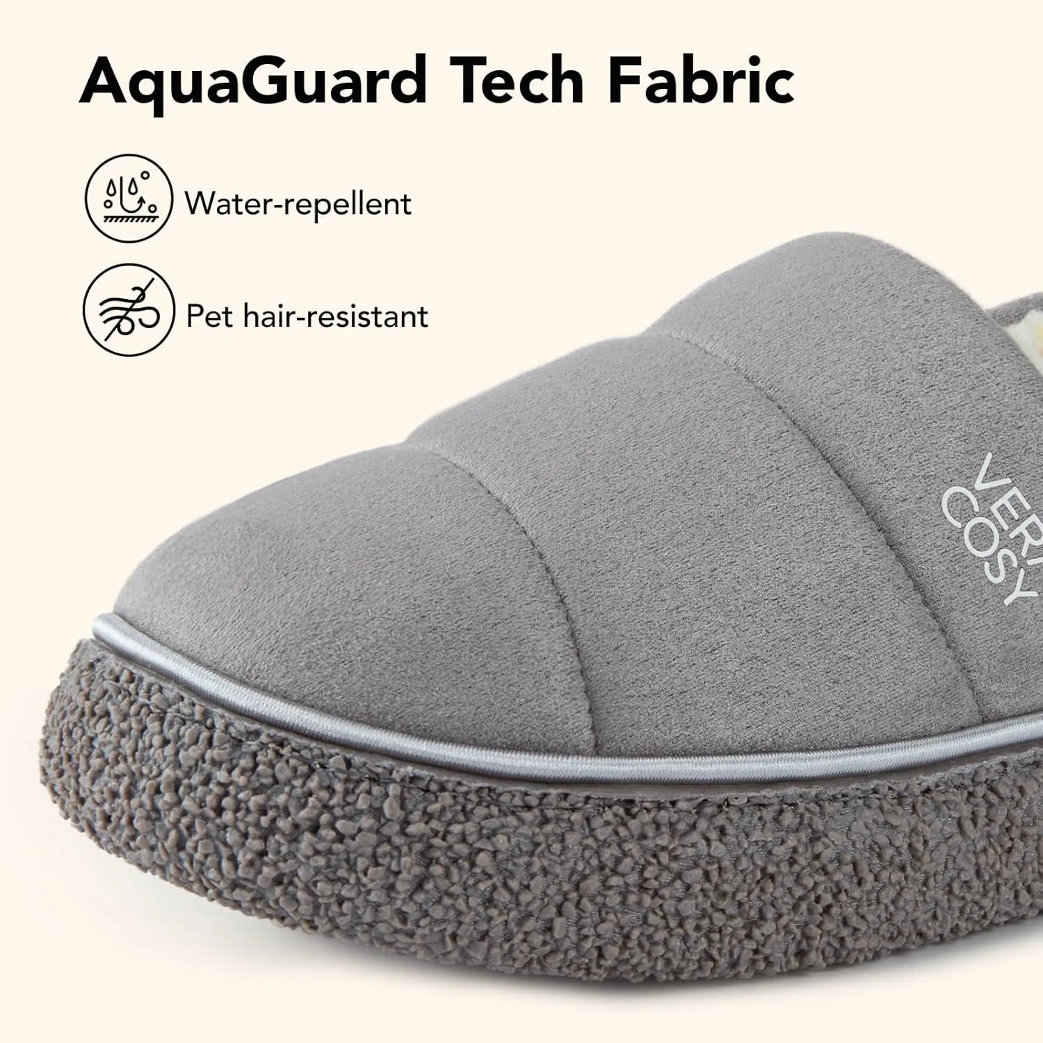 VeraCosy Women's Quilted Closed-back Slippers Technical Fabrics Warm Soft Comfy Non-slip Memory Foam Indoor House Shoes