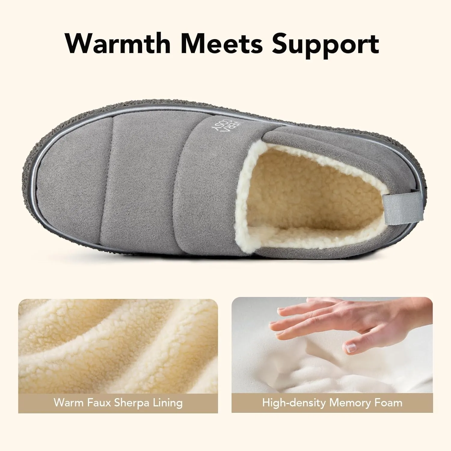 VeraCosy Women's Quilted Closed-back Slippers Technical Fabrics Warm Soft Comfy Non-slip Memory Foam Indoor House Shoes