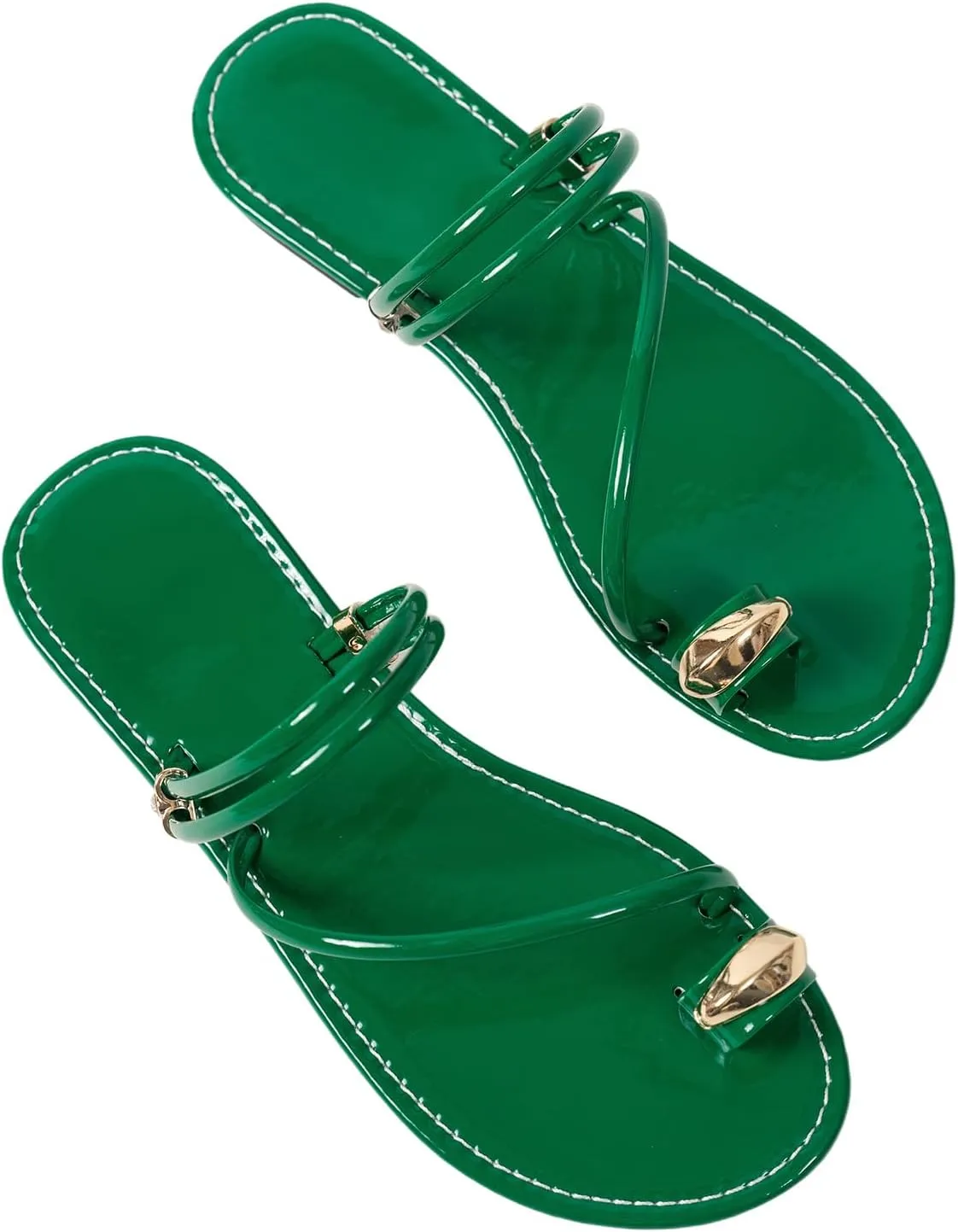 Verdusa Women's Metallic Open Toe Ring Sandals Summer Strappy Flat Sandals