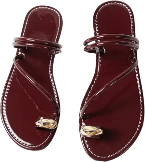 Verdusa Women's Metallic Open Toe Ring Sandals Summer Strappy Flat Sandals