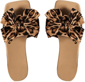 Verdusa Women's Square Toe Bow Slide Sandals Casual Summer Sandals
