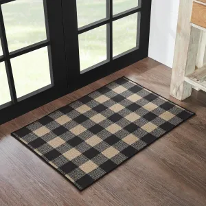 VHC Brands Black Check Indoor Rug Rect 24x36, Polyester Area Rug, Accent Rug, Floor Decor, Black Check Collection, Rectangle 24x36, Country Black