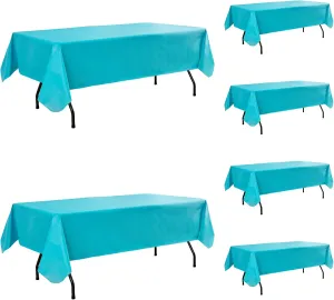 Vinyl Tablecloth with Flannel Backing-6 Pack Teal 60x84 Inch Waterproof PEVA Table Cloth Outdoor Plastic Table Sheets-Wipeable Spillproof Oilcloth Covers for Picnic Party Camping Dining
