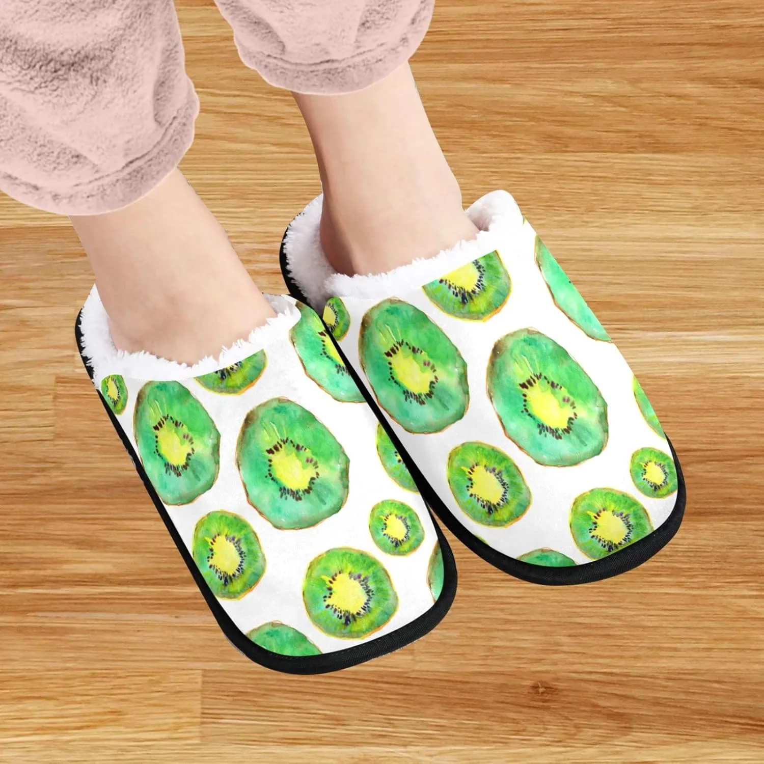 visesunny Kiwi Fruit Watercolor Cozy Fuzzy Mens Womens Memory Foam House Slippers Plush Fleece Indoor Outdoor Slipper