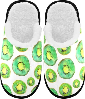 visesunny Kiwi Fruit Watercolor Cozy Fuzzy Mens Womens Memory Foam House Slippers Plush Fleece Indoor Outdoor Slipper
