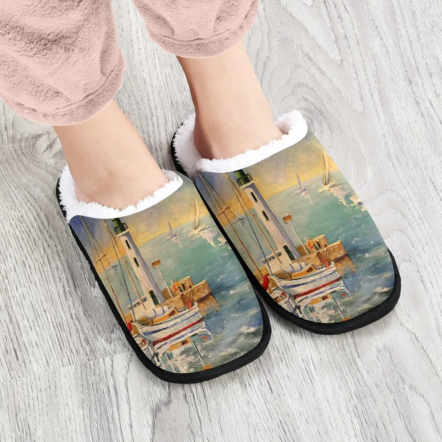 visesunny Slippers for Women Mens Winter Warm Memory Foam Cotton Home Slippers Soft Plush Fleece Slip on House Slippers for Girls Indoor Outdoor Shoes